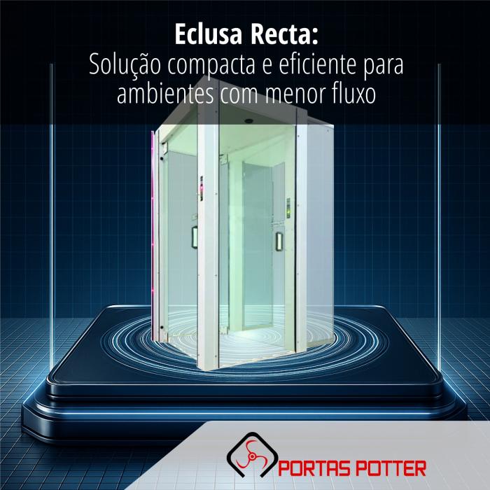 Porta Eclusa Recta: solução compacta e eficiente para ambientes com menor fluxo